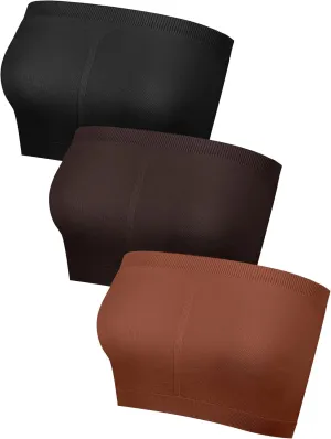 3 Pieces Bandeau Bras Women Stretch Strapless Bralettes Non Padded Stretch Top Tube Bras for Women Girls