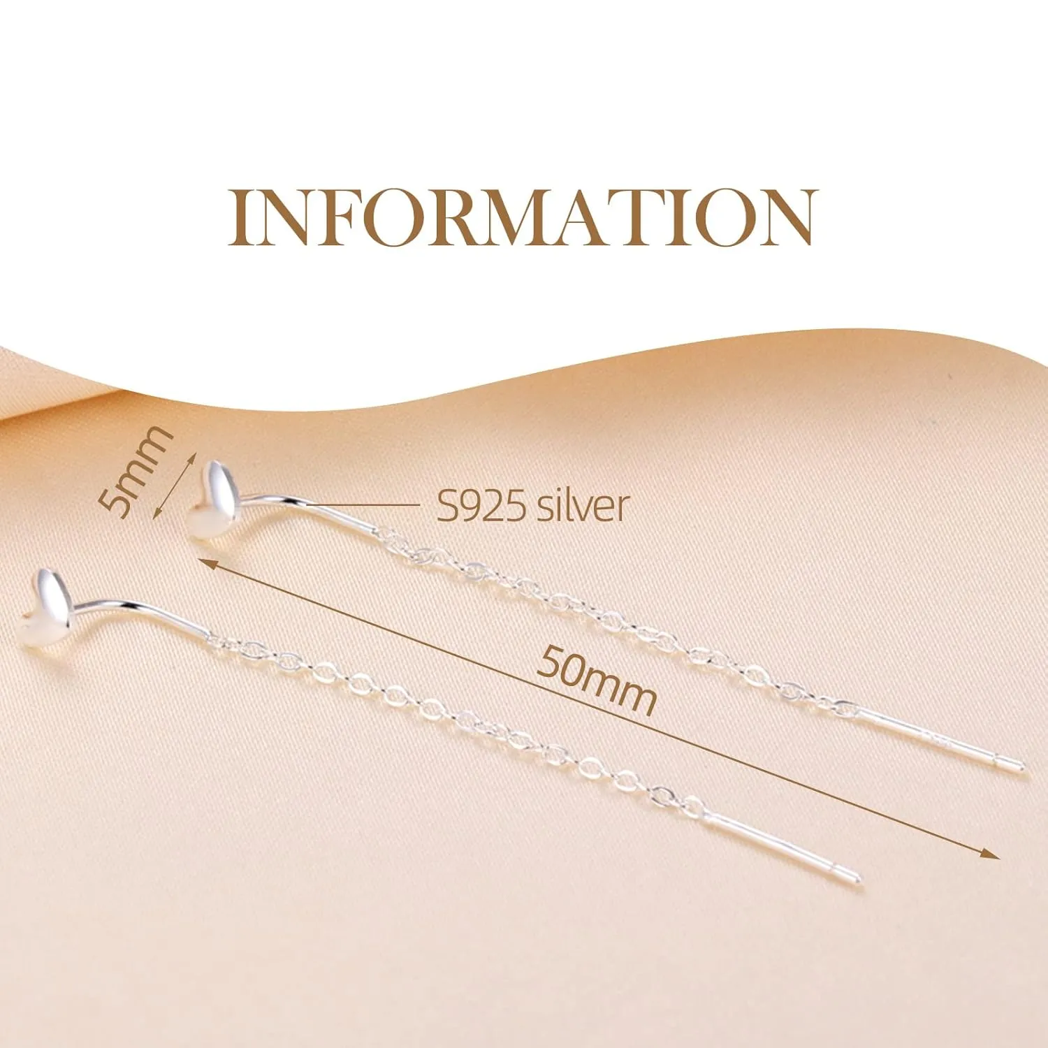 925 Sterling Silver Chain Earrings for Women,18K gold plated Threader Earrings for Women,Long Dangle Drop Earrings for Women Teen Girls (silver)