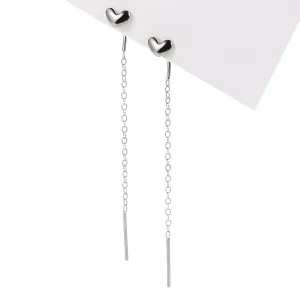 925 Sterling Silver Chain Earrings for Women,18K gold plated Threader Earrings for Women,Long Dangle Drop Earrings for Women Teen Girls (silver)
