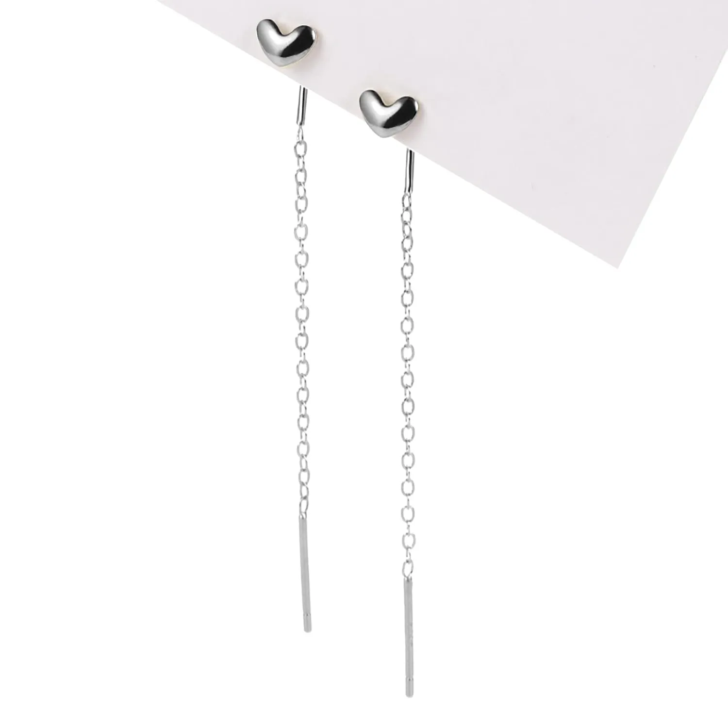 925 Sterling Silver Chain Earrings for Women,18K gold plated Threader Earrings for Women,Long Dangle Drop Earrings for Women Teen Girls (silver)