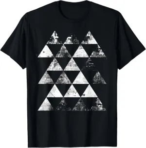 Abstract Geometric Distressed Triangle Pattern T-Shirt