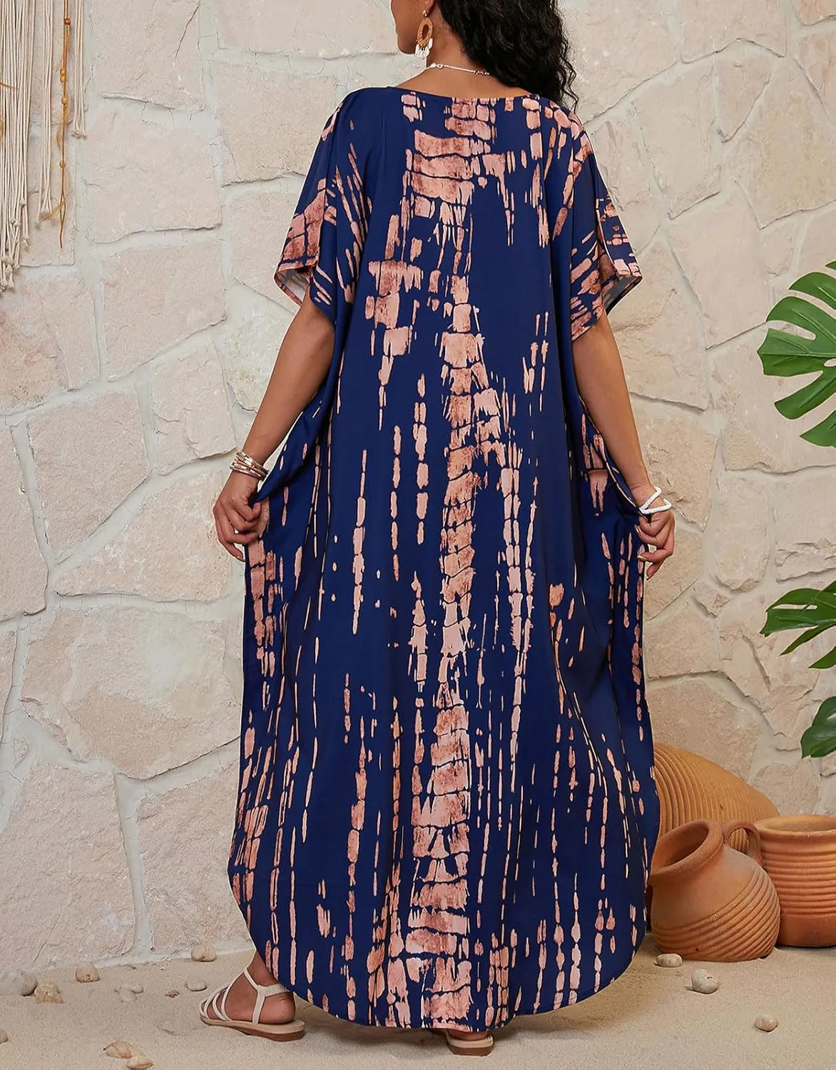 Alsol Lamesa Kaftan Dresses for Women Ethnic Print Cover Ups for Swimwear Women Beach Bathing Suit Coverup