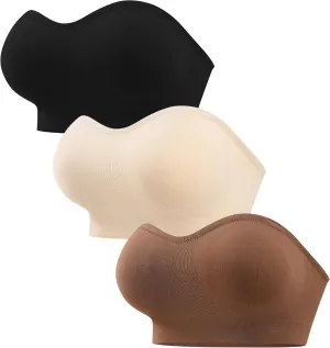 ANGOOL Strapless Bras for Women Wirefree Non-Slip Tube Top Invisible Bralette Seamless Padded Bandeau Bra
