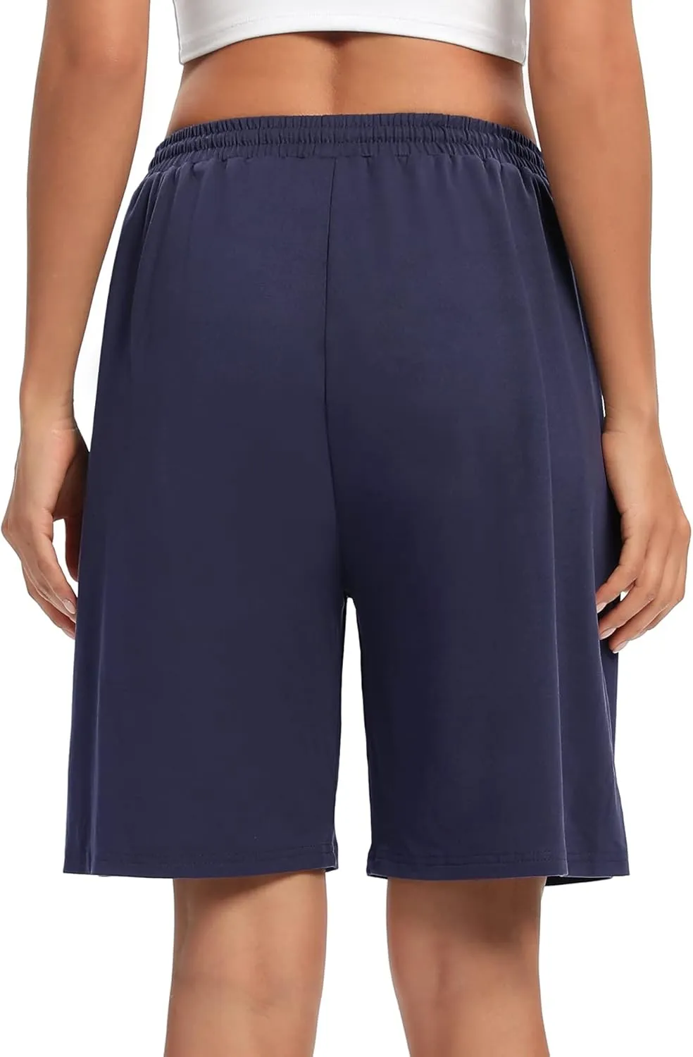ASIMOON Womens Bermuda Shorts Lounge Athletic Shorts Loose Running Shorts Casual Long Yoga Shorts with Pockets