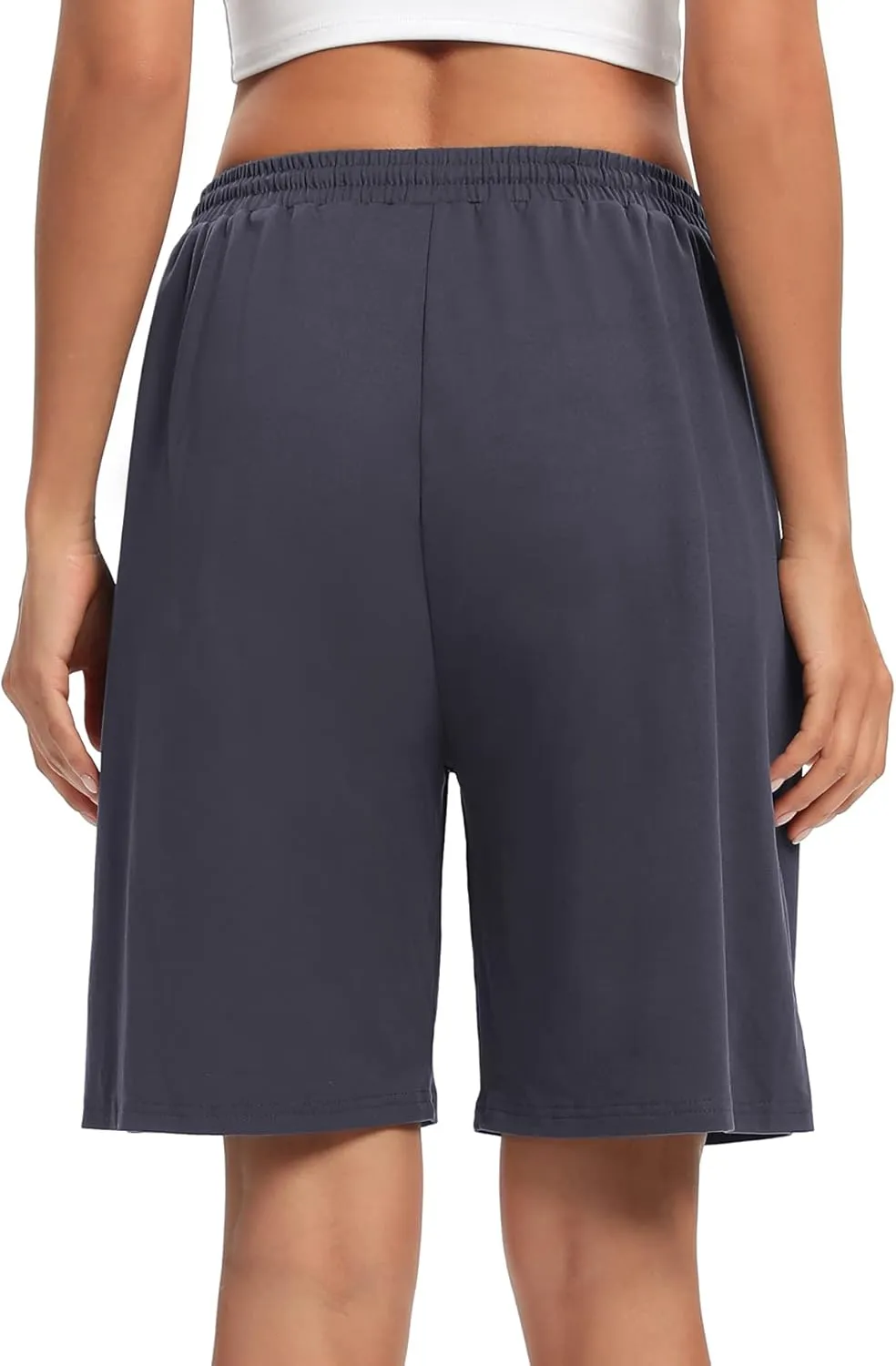 ASIMOON Womens Bermuda Shorts Lounge Athletic Shorts Loose Running Shorts Casual Long Yoga Shorts with Pockets