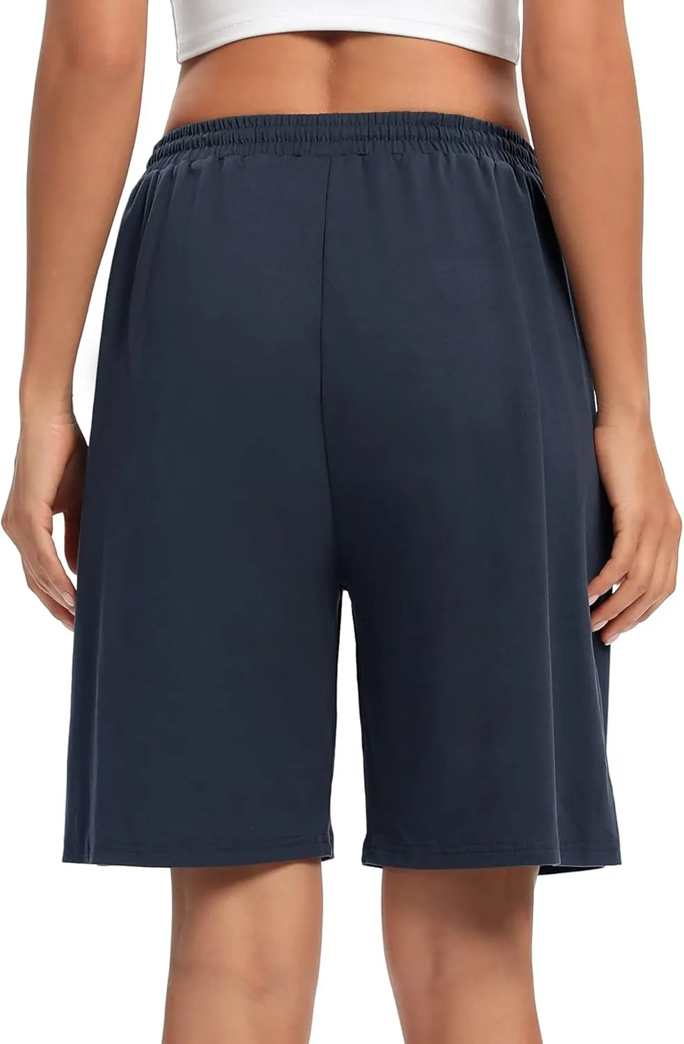 ASIMOON Womens Bermuda Shorts Lounge Athletic Shorts Loose Running Shorts Casual Long Yoga Shorts with Pockets