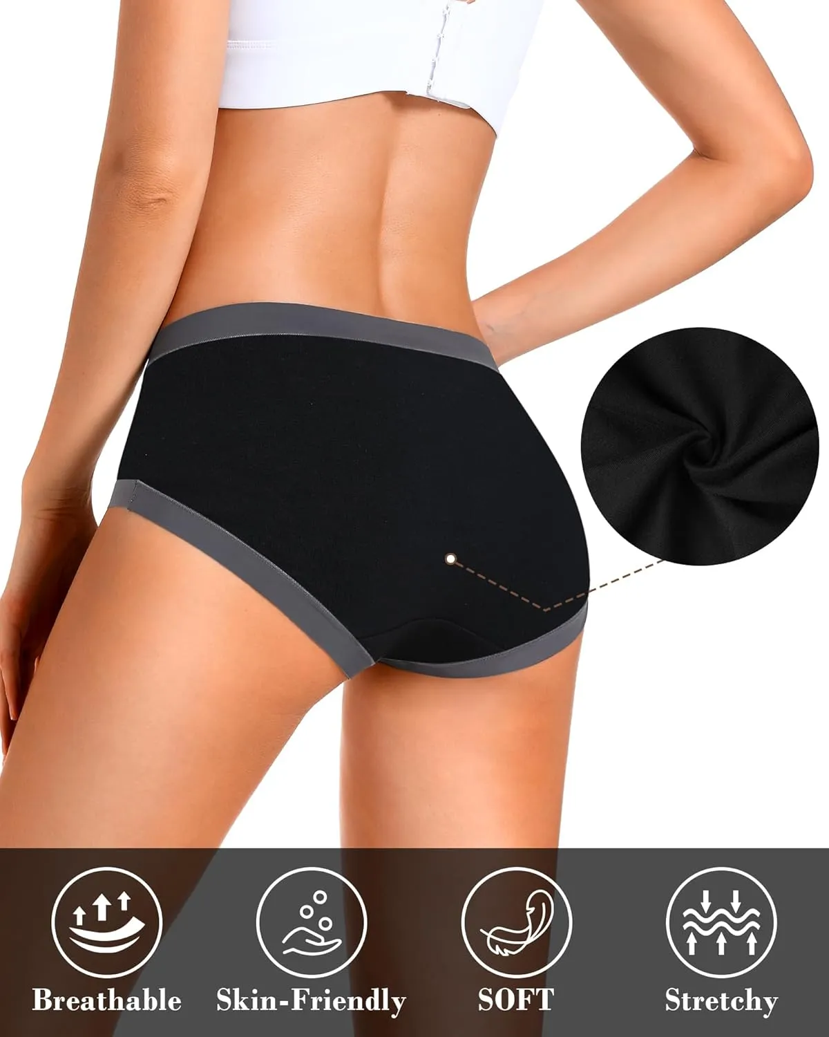 ASIMOON Women's High Waisted Cotton Underwear Tummy Control Panties Soft Full Coverage Ladies Briefs