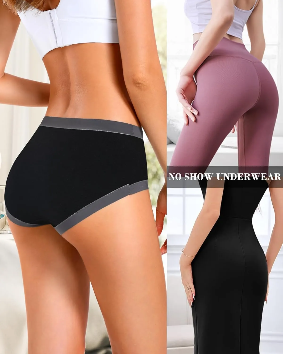ASIMOON Women's High Waisted Cotton Underwear Tummy Control Panties Soft Full Coverage Ladies Briefs