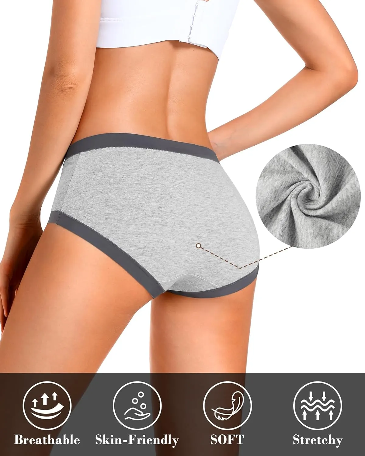 ASIMOON Women's High Waisted Cotton Underwear Tummy Control Panties Soft Full Coverage Ladies Briefs