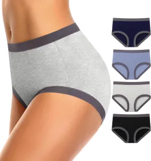 ASIMOON Women's High Waisted Cotton Underwear Tummy Control Panties Soft Full Coverage Ladies Briefs