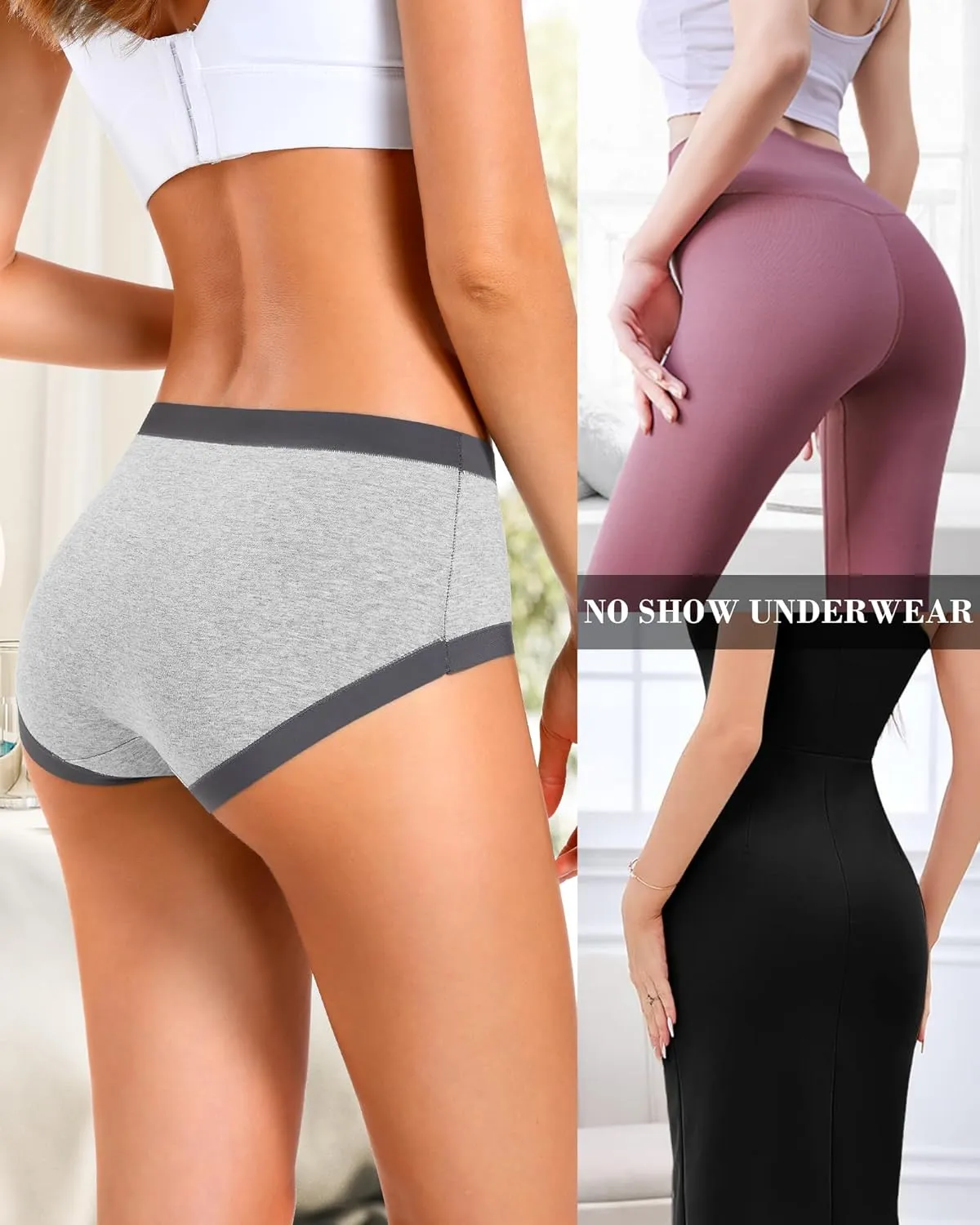 ASIMOON Women's High Waisted Cotton Underwear Tummy Control Panties Soft Full Coverage Ladies Briefs