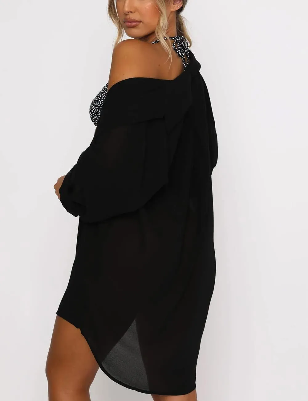 Beach Coverup for Women, Swimsuit Coverup Long Sleeve, Linen Bikini Cover Up Shirt, Bathing Suit Cover Ups for Pool