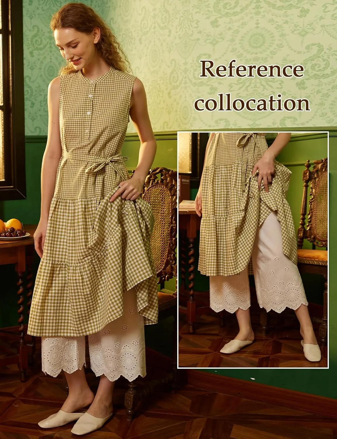 BEAUTELICATE Vintage Cotton Shorts Pettipants Culotte Slip Cropped Sleepwear Pants with Lace Edge