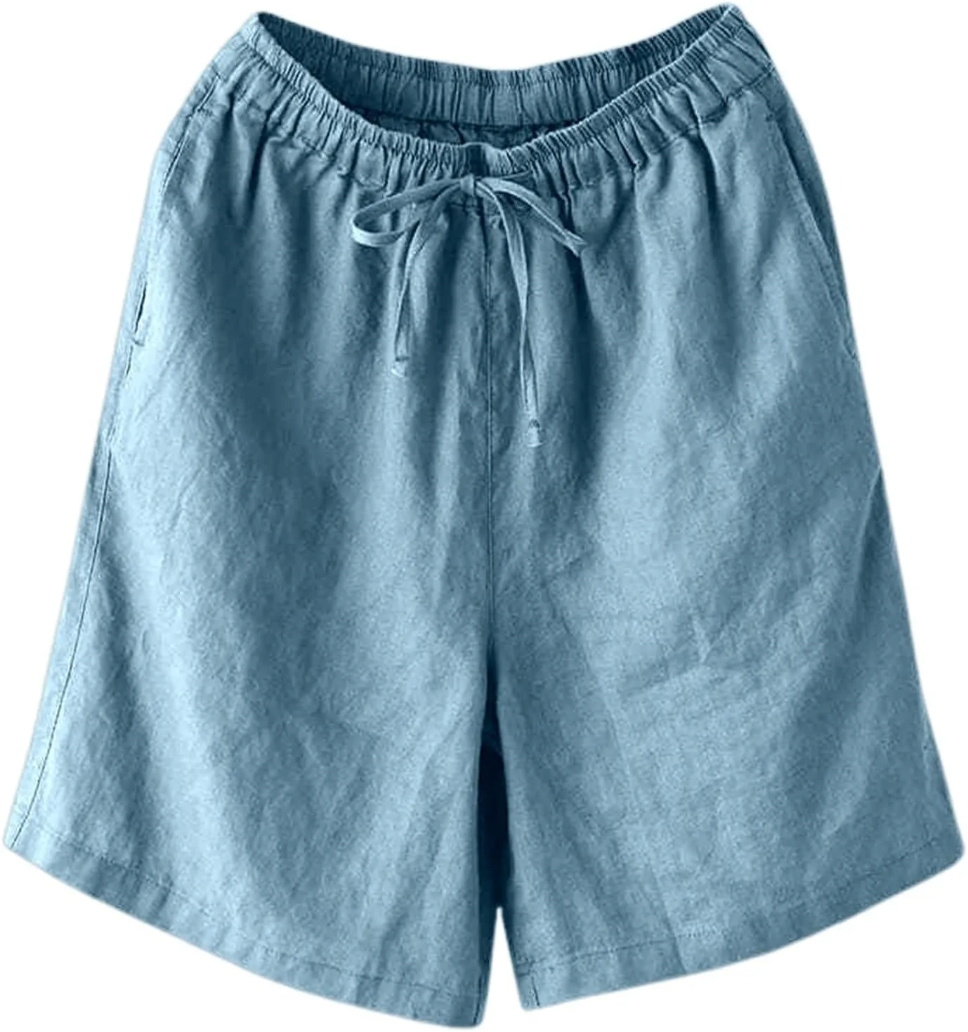 Bermuda Lounge Shorts for Women Knee Length High Waisted Flowy Shorts Drawstring Baggy Summer Short Pants with Pockets