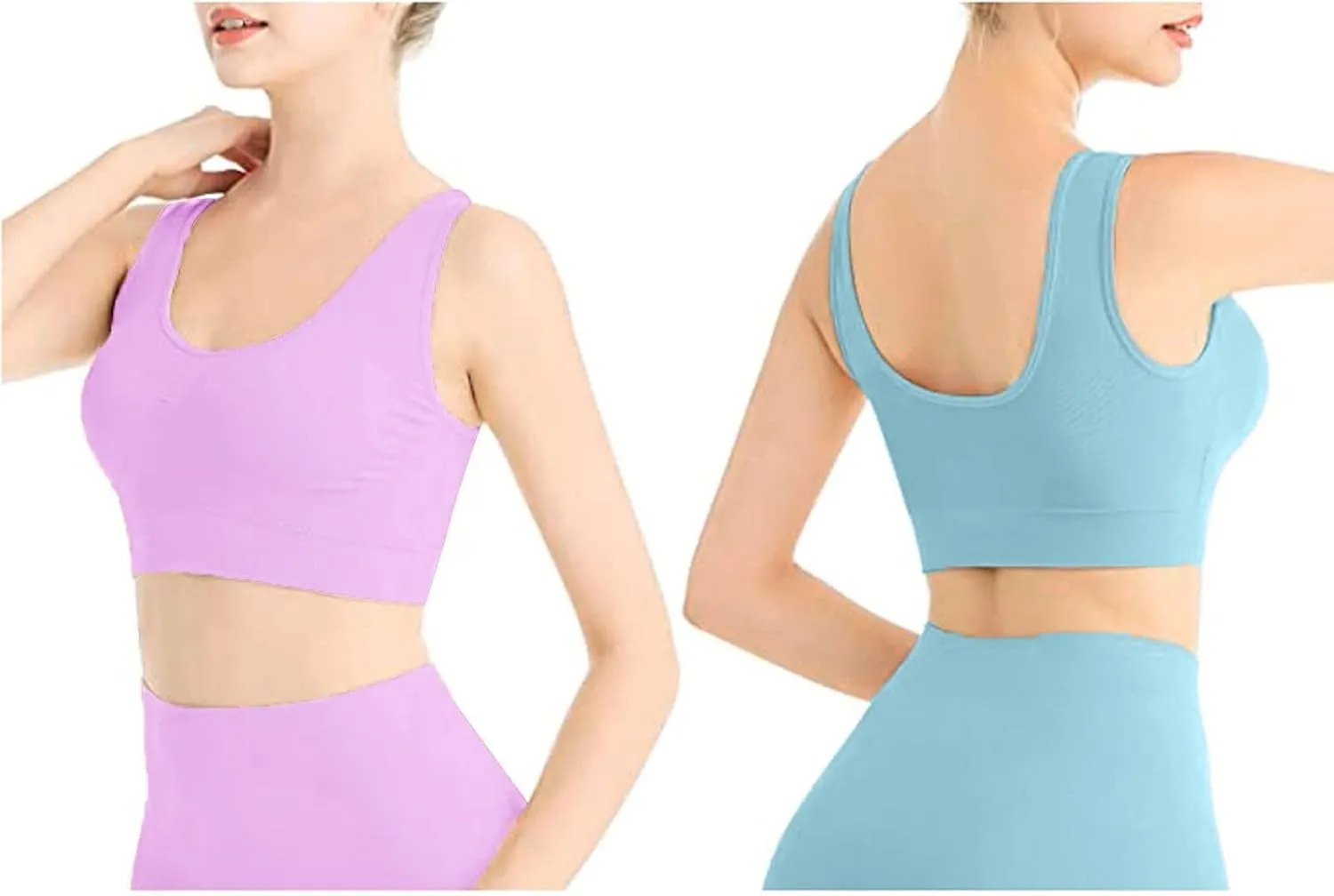 Bras for Women Seamless Padded Bra Wirefree with Removable Yoga Sports Bra Everyday Bralettes 3-Pack