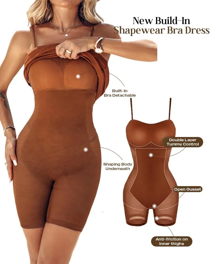 Built-in Removable Shapewear Bra Pad Bodycon Midi Dress Knitted Ribbed Square Neck Short Sleeve Basic Party Dresses