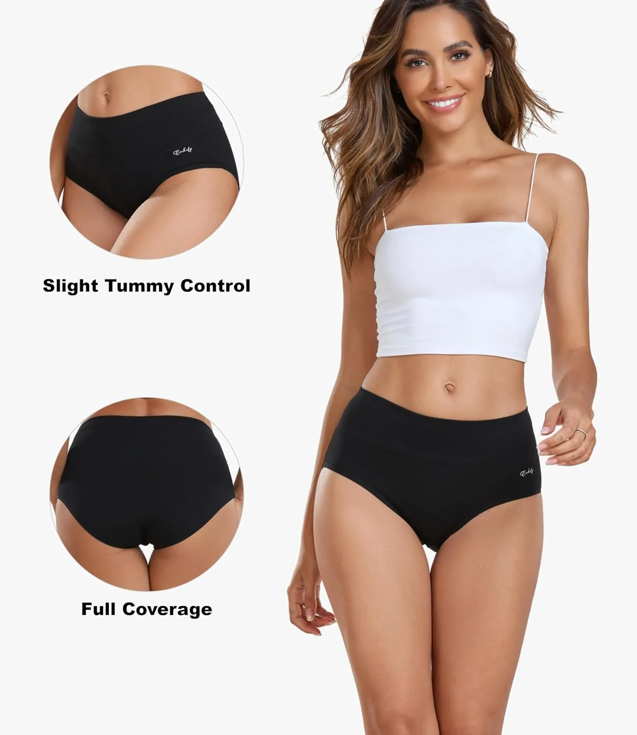 coskefy Women's High Waisted Cotton Underwear Soft Breathable Panties Stretch Briefs Ladies Panties 5 Pack
