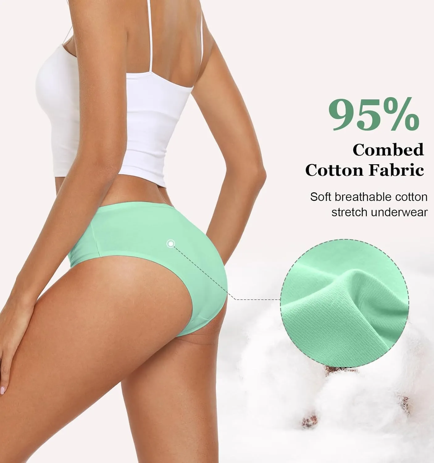 coskefy Women's Underwear Cotton Hipster Panties Low Rise Briefs Soft Strench Breathable Ladies Bikini Underwear 6 Pack