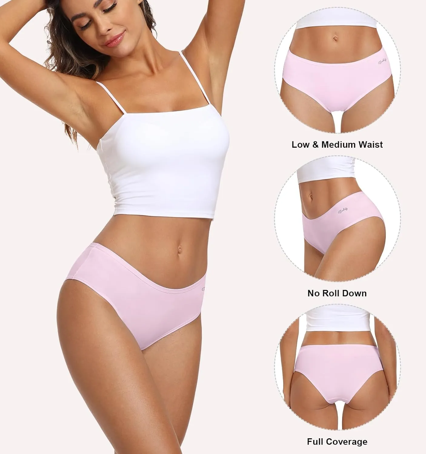 coskefy Women's Underwear Cotton Hipster Panties Low Rise Briefs Soft Strench Breathable Ladies Bikini Underwear 6 Pack