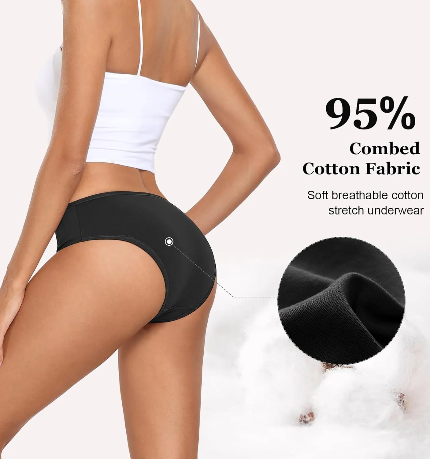 coskefy Women's Underwear Cotton Hipster Panties Low Rise Briefs Soft Strench Breathable Ladies Bikini Underwear 6 Pack