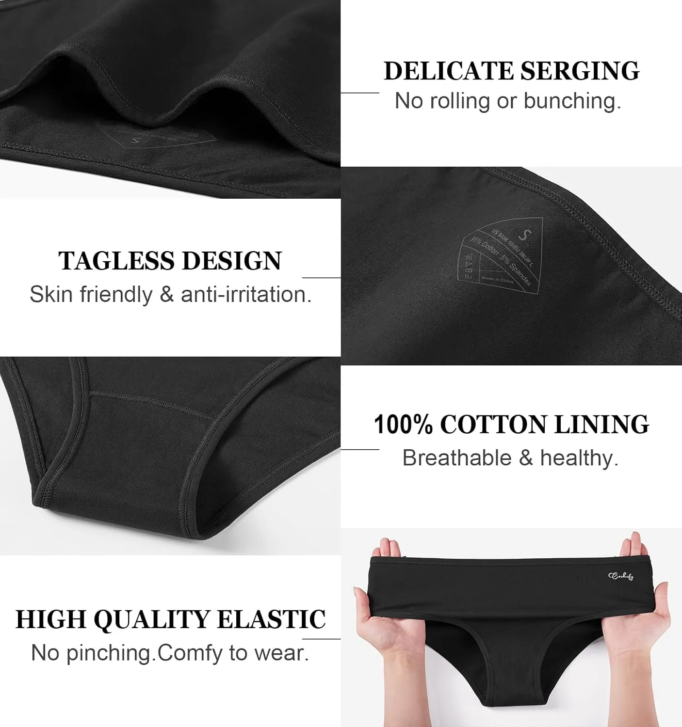 coskefy Women's Underwear Cotton Hipster Panties Low Rise Briefs Soft Strench Breathable Ladies Bikini Underwear 6 Pack