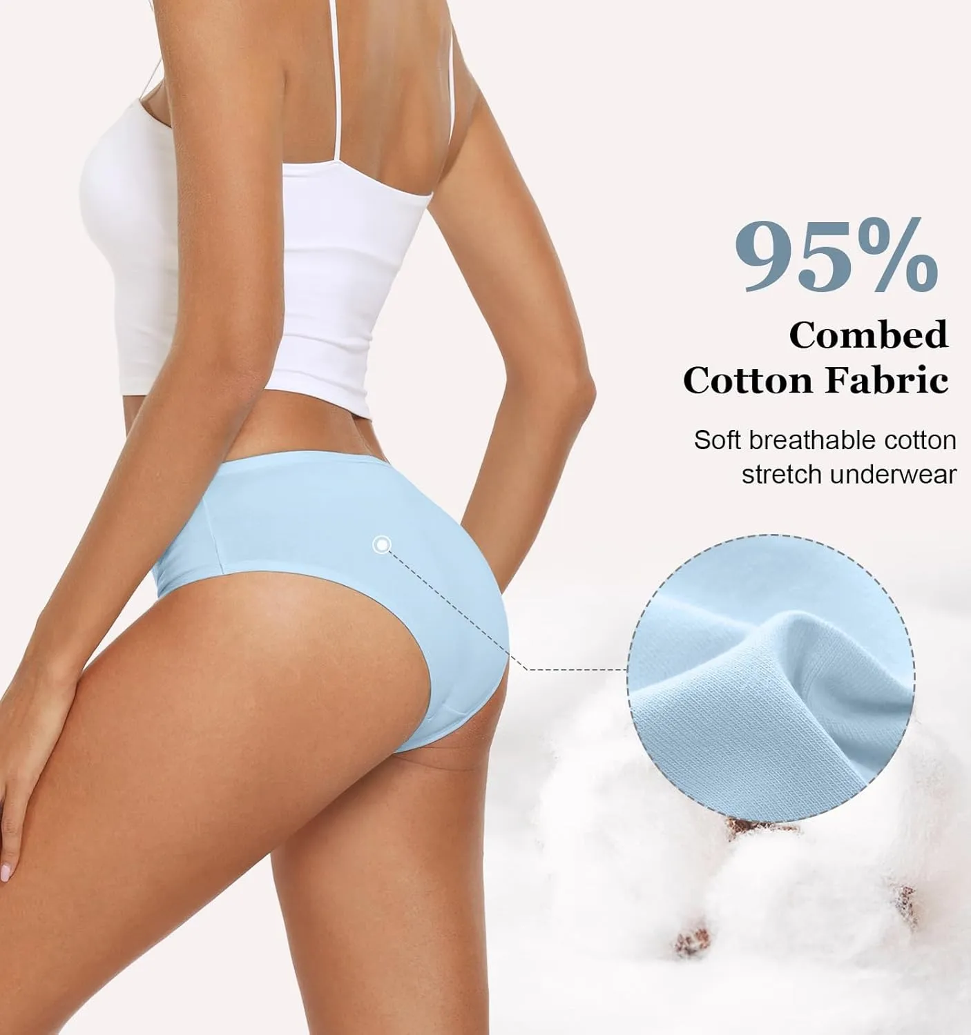 coskefy Women's Underwear Cotton Hipster Panties Low Rise Briefs Soft Strench Breathable Ladies Bikini Underwear 6 Pack