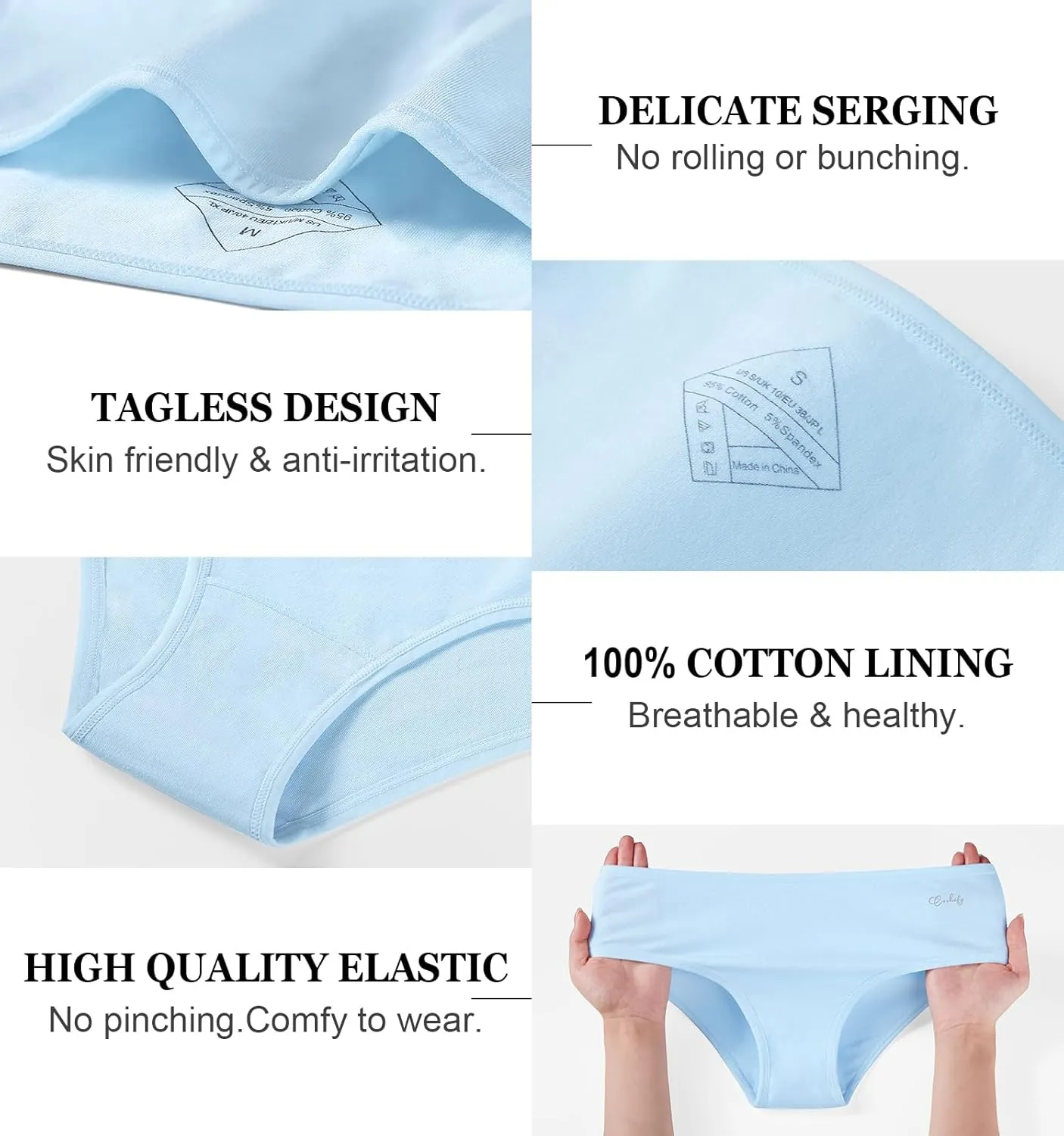 coskefy Women's Underwear Cotton Hipster Panties Low Rise Briefs Soft Strench Breathable Ladies Bikini Underwear 6 Pack