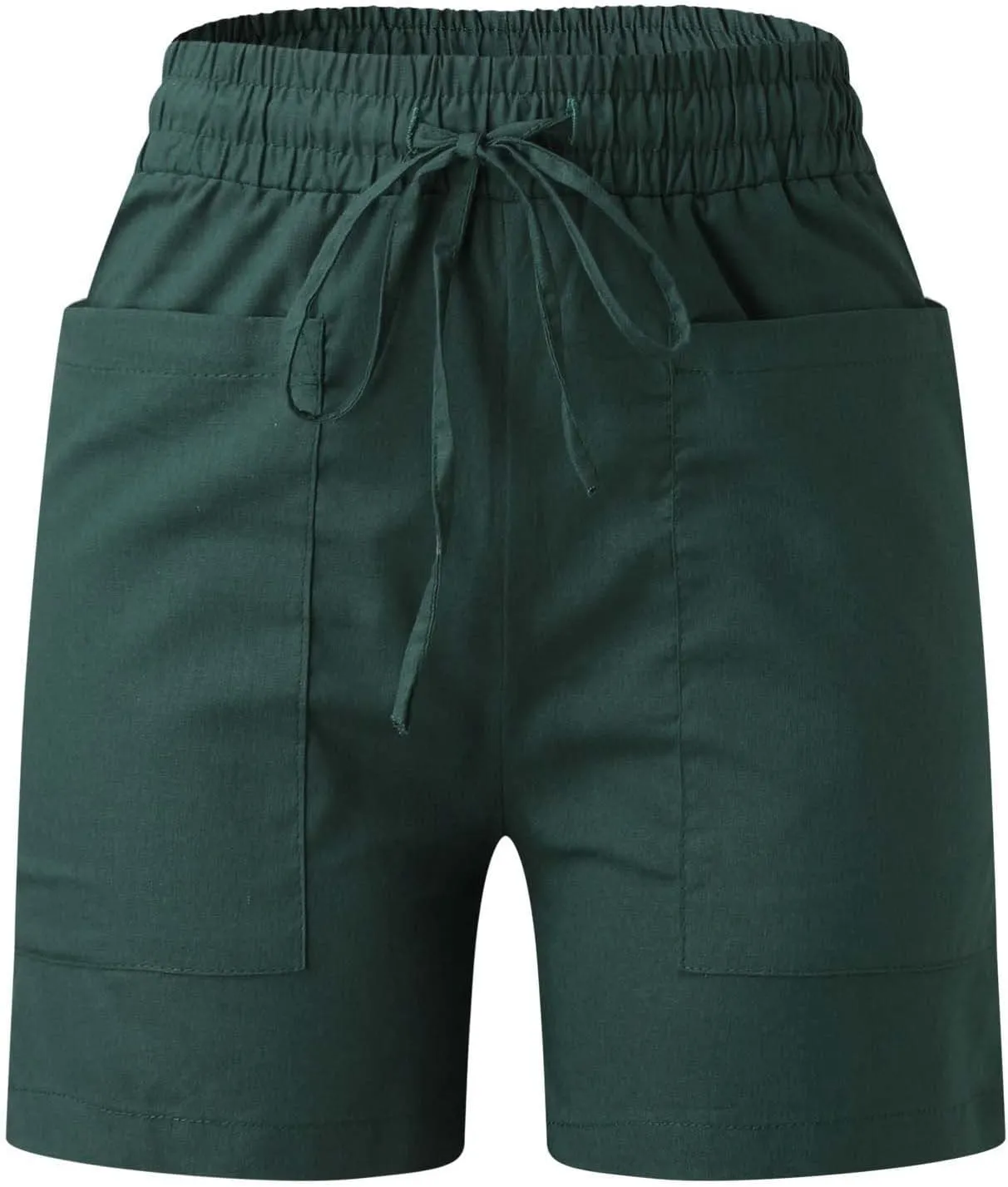 Cotton Linen Shorts for Women Summer Casual High Waisted Drawstring Beach Shorts Lightweight Baggy Trendy Short Pants
