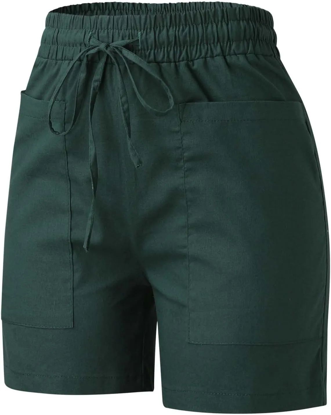Cotton Linen Shorts for Women Summer Casual High Waisted Drawstring Beach Shorts Lightweight Baggy Trendy Short Pants