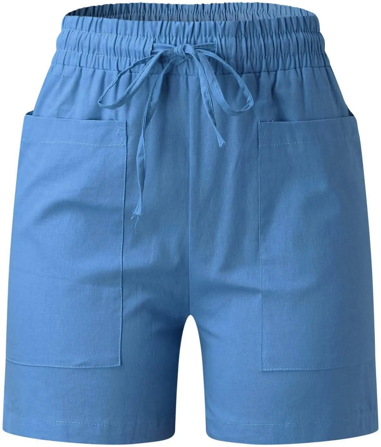 Cotton Linen Shorts for Women Summer Casual High Waisted Drawstring Beach Shorts Lightweight Baggy Trendy Short Pants