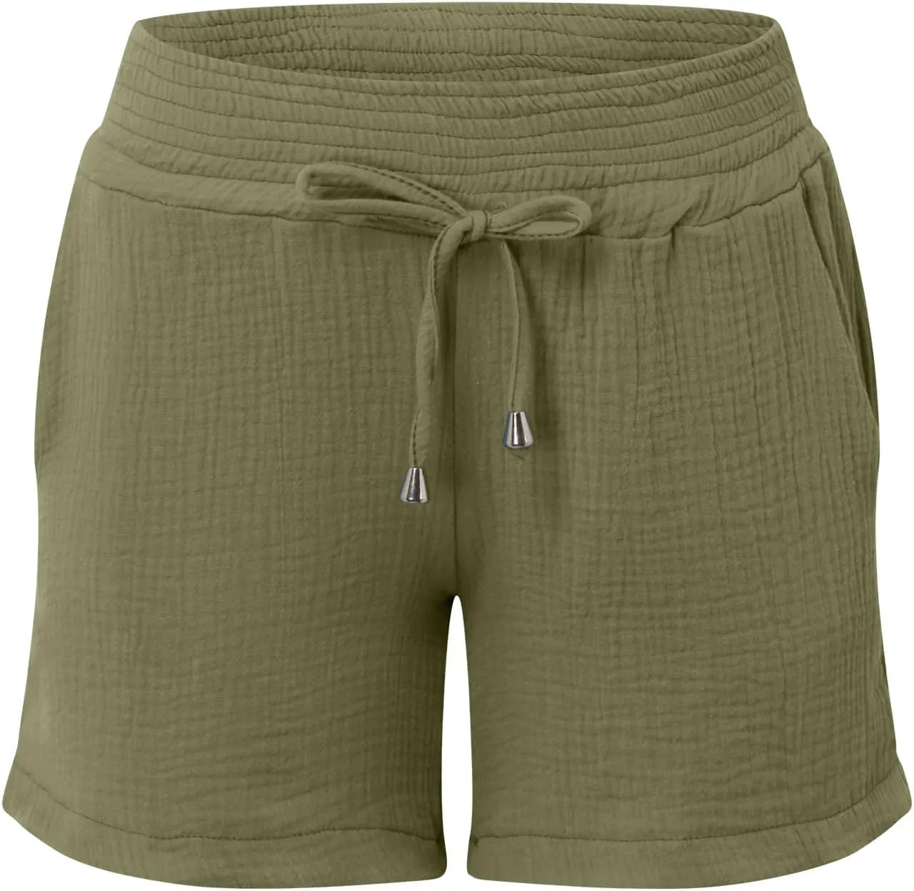 Cotton Linen Shorts for Women Summer Casual High Waisted Wide Leg Beach Shorts Drawstring Comfy Pull On Short Pants