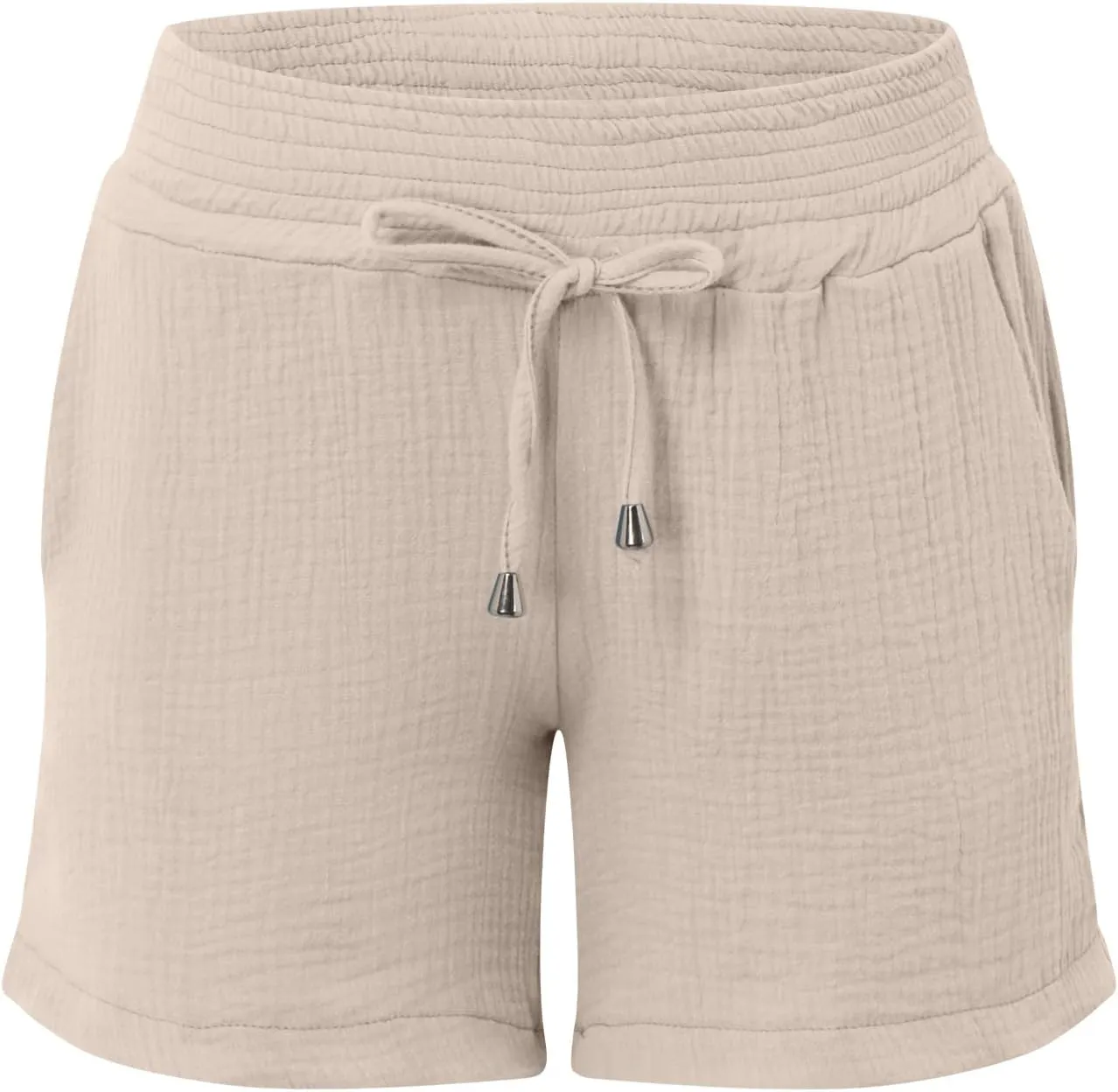 Cotton Linen Shorts for Women Summer Casual High Waisted Wide Leg Beach Shorts Drawstring Comfy Pull On Short Pants