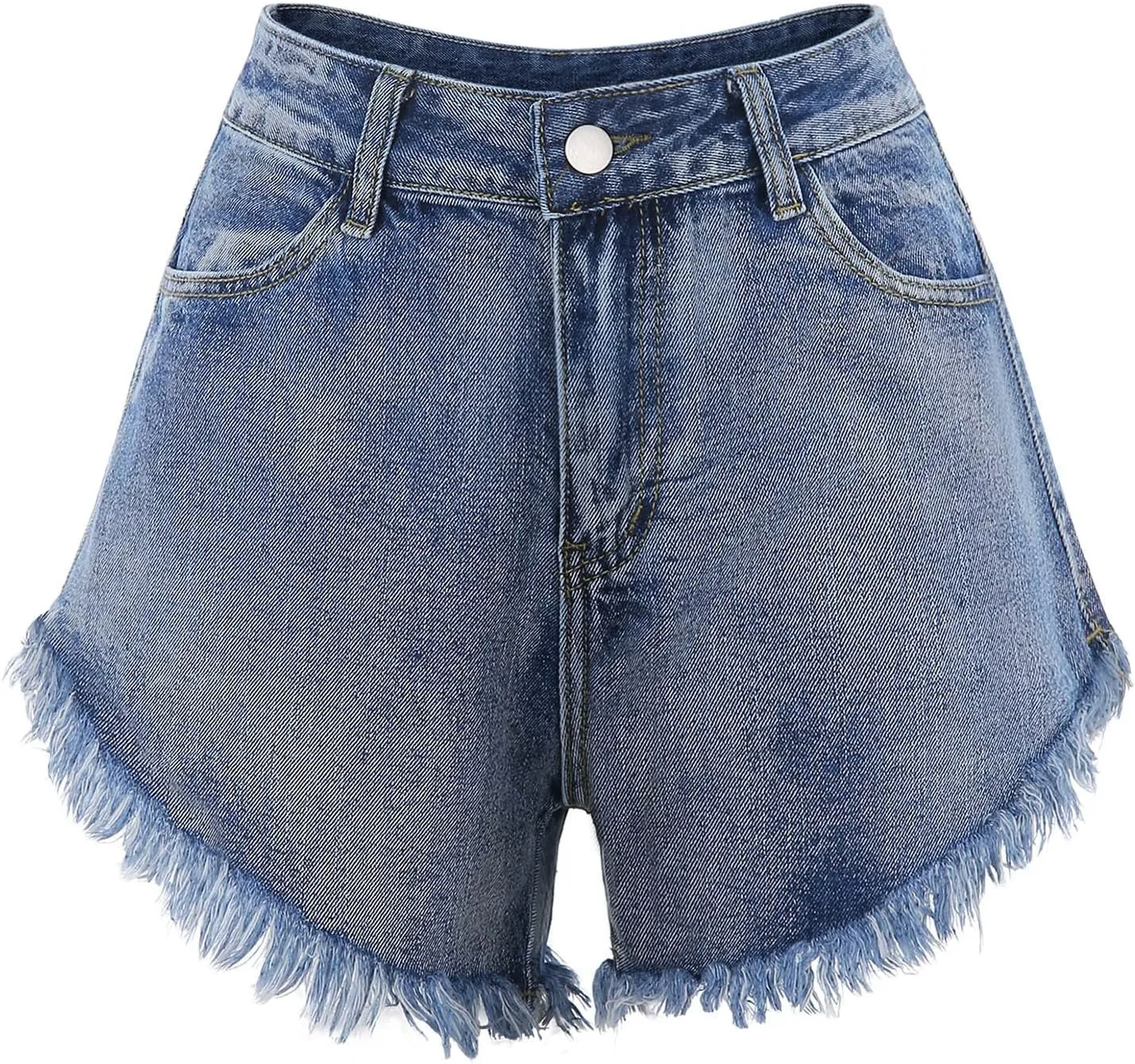 Denim Shorts for Women Ripped Raw Hem High Waisted Distressed Jean Shorts Stretchy Summer Hot Short Jeans with Pockets