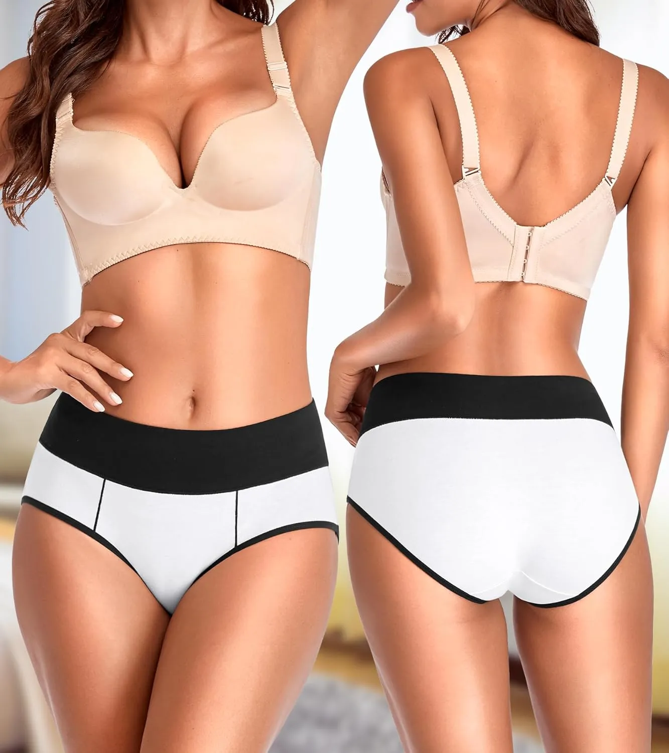 Eiggam Underwear for Women Cotton High Waist Panties Full Coverage Briefs Soft Strech Ladies Breathable Panties-Multi Pack