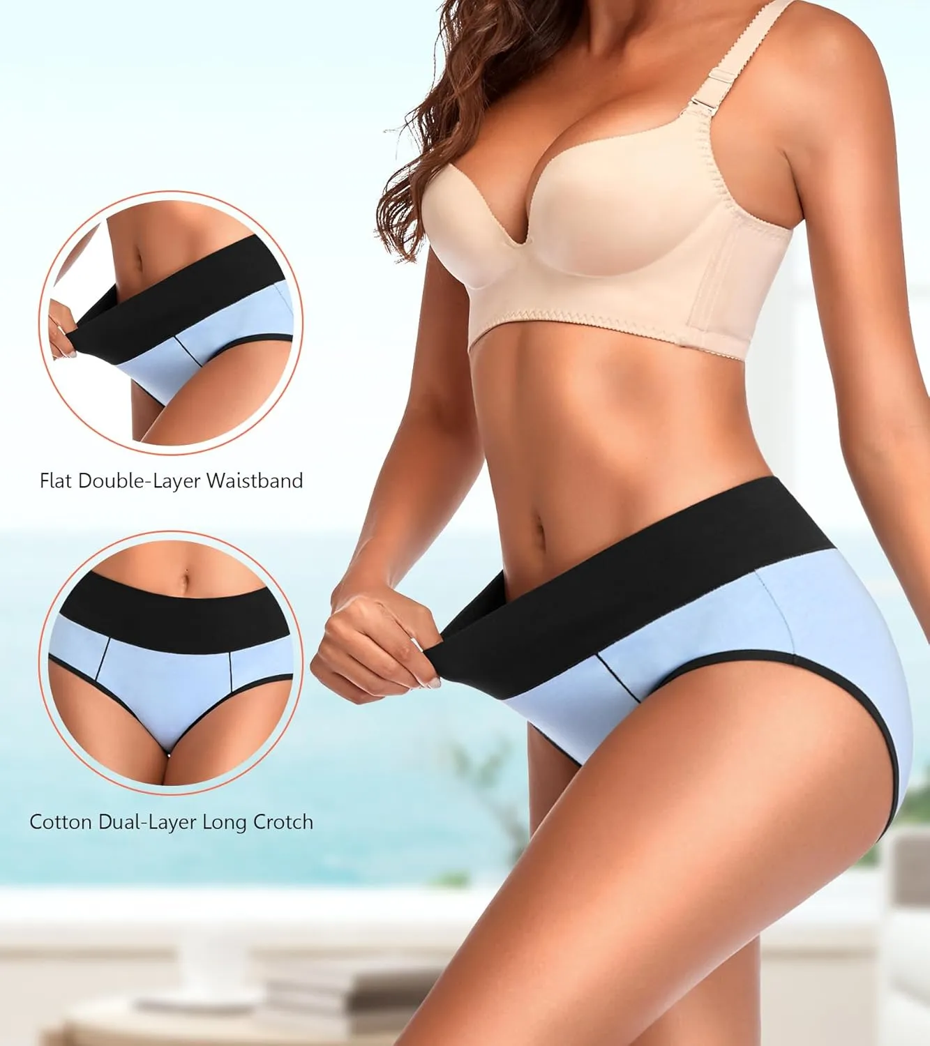 Eiggam Underwear for Women Cotton High Waist Panties Full Coverage Briefs Soft Strech Ladies Breathable Panties-Multi Pack