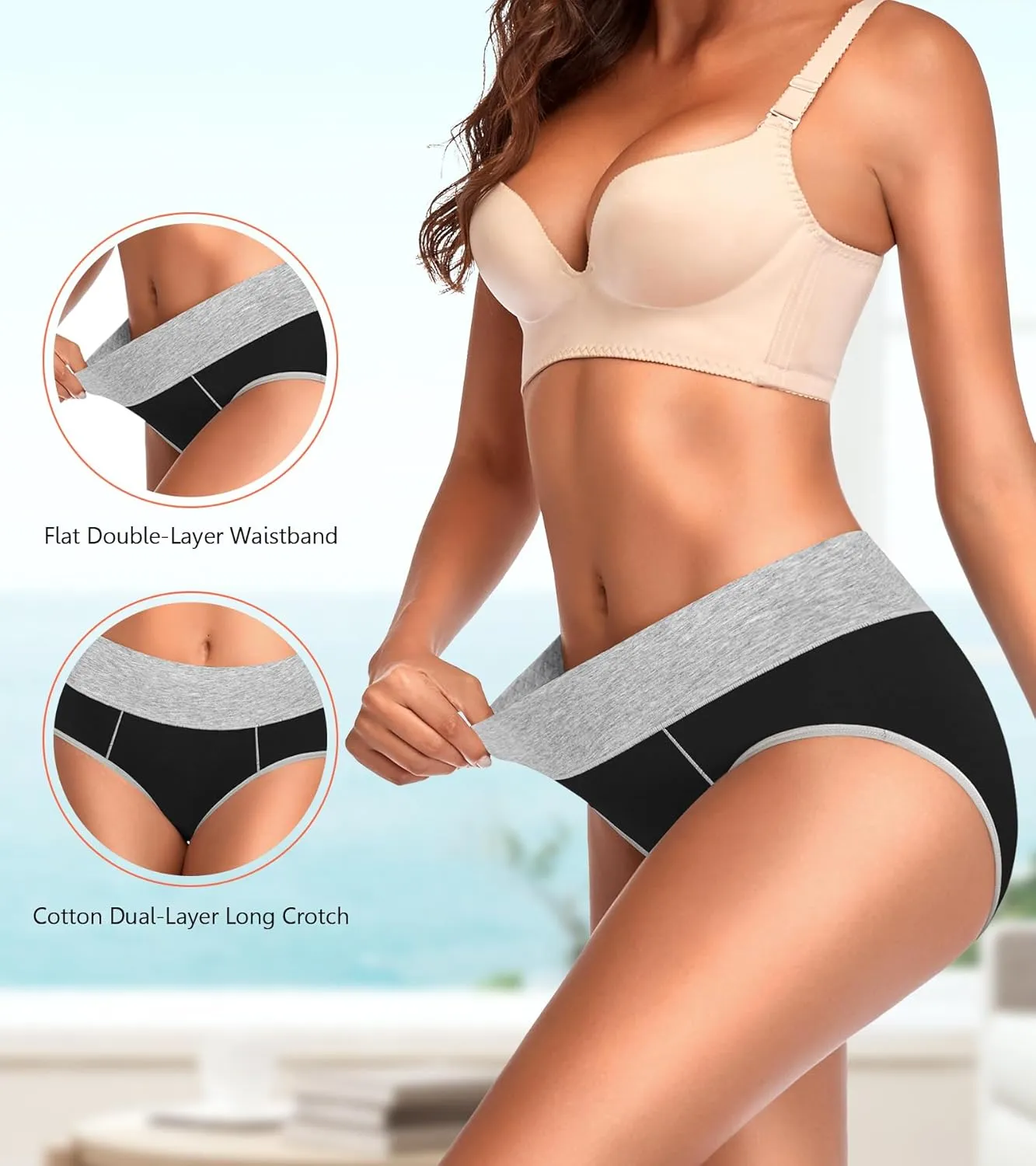 Eiggam Underwear for Women Cotton High Waist Panties Full Coverage Briefs Soft Strech Ladies Breathable Panties-Multi Pack