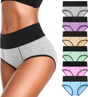 Eiggam Underwear for Women Cotton High Waist Panties Full Coverage Briefs Soft Strech Ladies Breathable Panties-Multi Pack