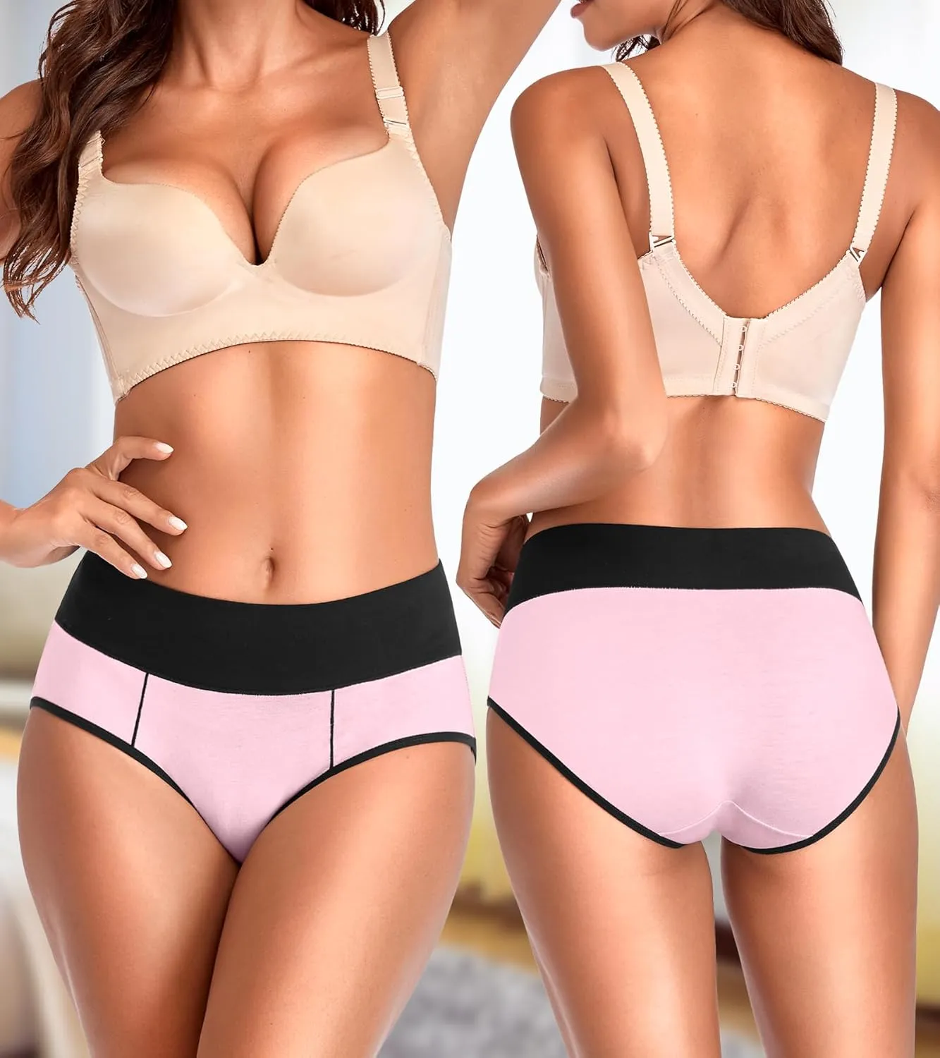 Eiggam Underwear for Women Cotton High Waist Panties Full Coverage Briefs Soft Strech Ladies Breathable Panties-Multi Pack