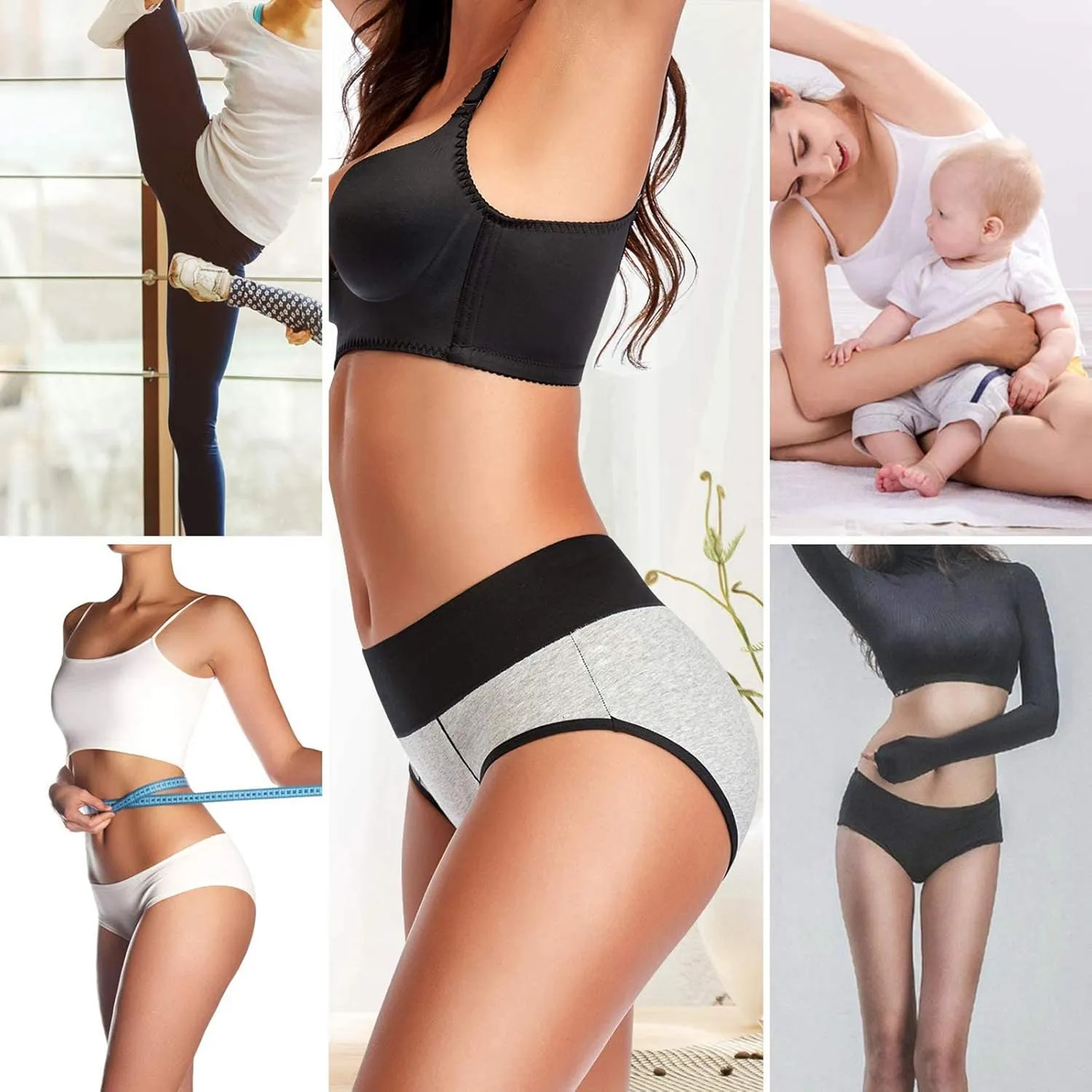 Eiggam Underwear for Women Cotton High Waist Panties Full Coverage Briefs Soft Strech Ladies Breathable Panties-Multi Pack