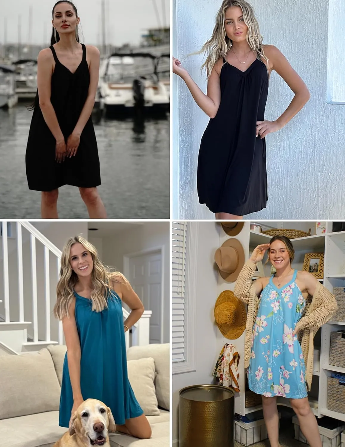 Ekouaer Womens Nightgown Sleeveless Sleepwear V Neck Racerback Sleep Dress