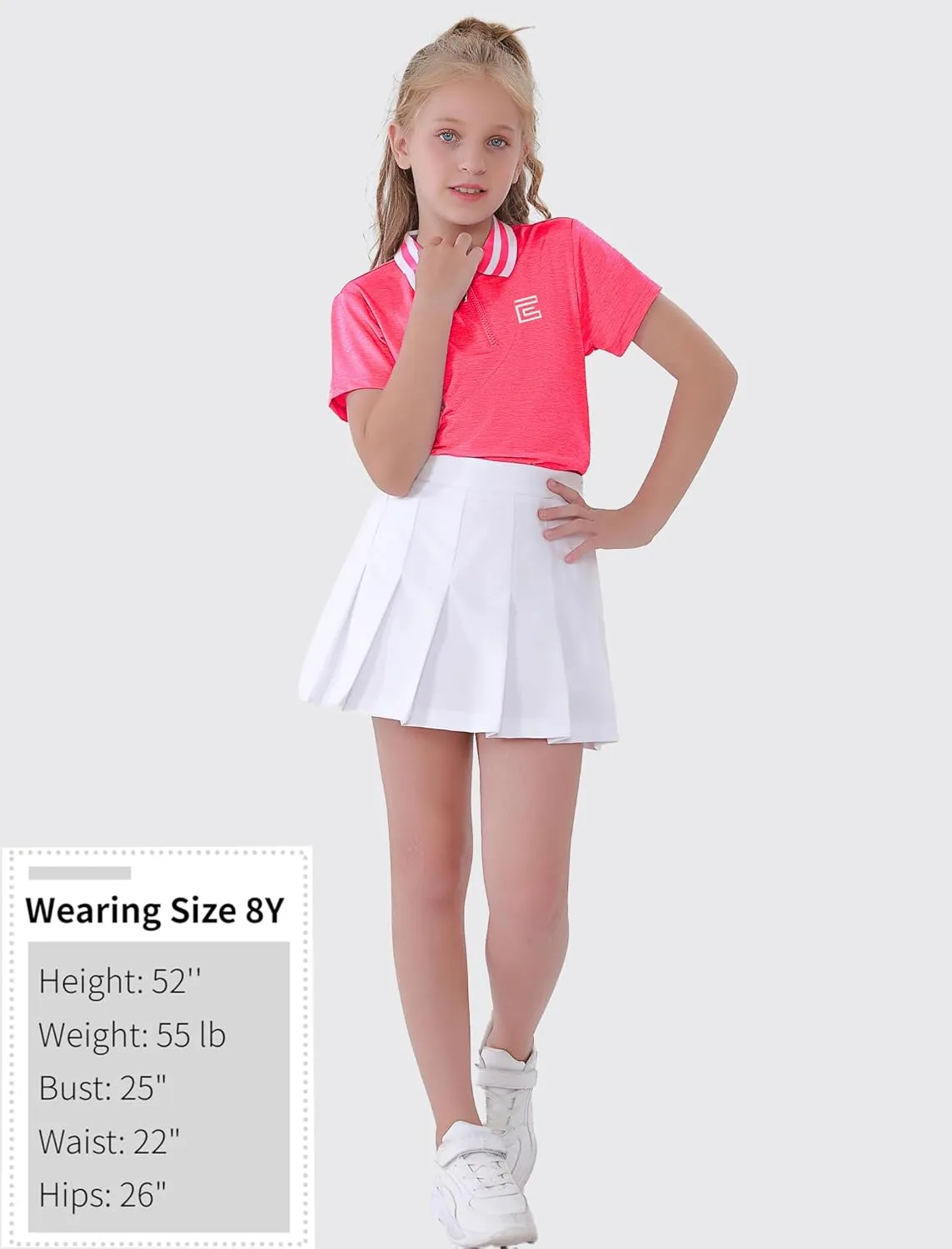 EXARUS Girls' Golf Sleeveless Shirts Polo Tennis Kids V-Neck Athletic Workout Tank Tops UPF 50  Quick Dry Golf Clothes