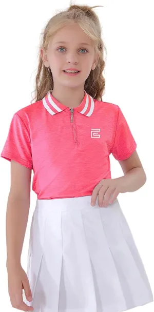 EXARUS Girls' Golf Sleeveless Shirts Polo Tennis Kids V-Neck Athletic Workout Tank Tops UPF 50  Quick Dry Golf Clothes