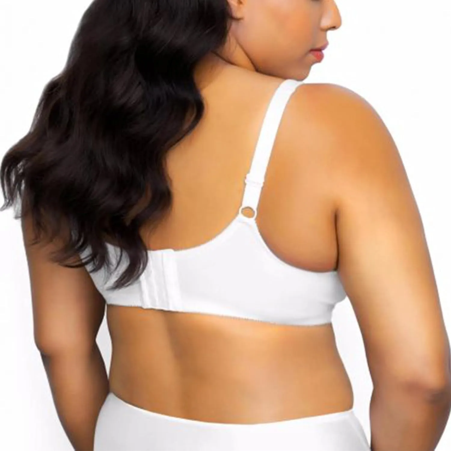 Exquisite Form 5100535 Fully Cotton Soft Cup Wireless Full-Coverage Bra with Back Closure & Lace