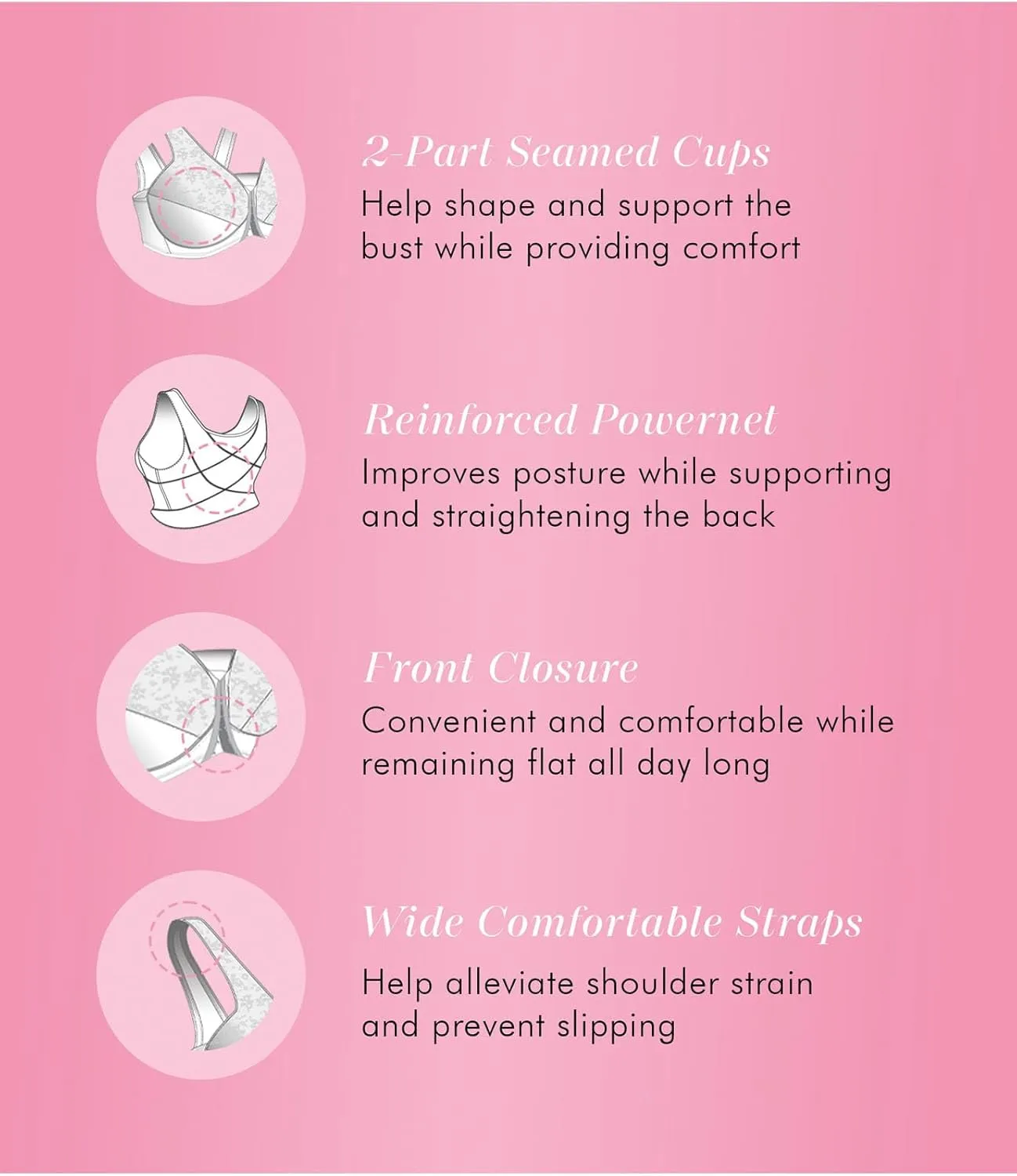 Exquisite Form 5100565 FULLY Lace Wireless Back & Posture Support Bra with Front Closure