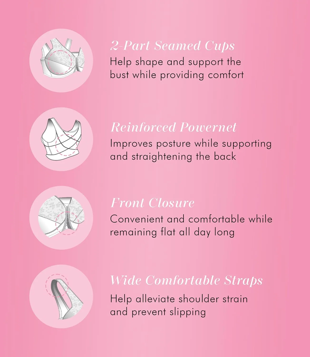 Exquisite Form 5100565 FULLY Lace Wireless Back & Posture Support Bra with Front Closure