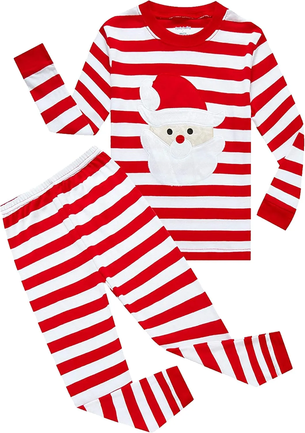 Family Feeling Striped Boys Girls 2 Piece Christmas Pajamas Set 100% Cotton Pjs