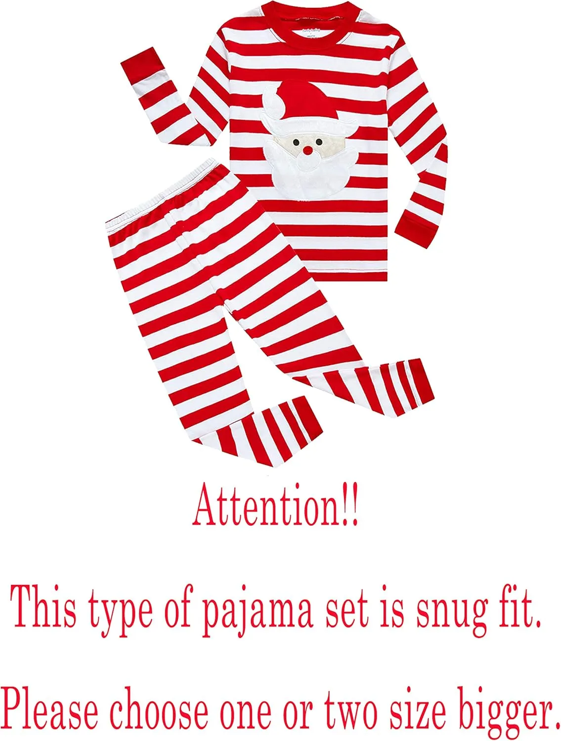 Family Feeling Striped Boys Girls 2 Piece Christmas Pajamas Set 100% Cotton Pjs