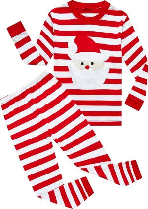 Family Feeling Striped Boys Girls 2 Piece Christmas Pajamas Set 100% Cotton Pjs
