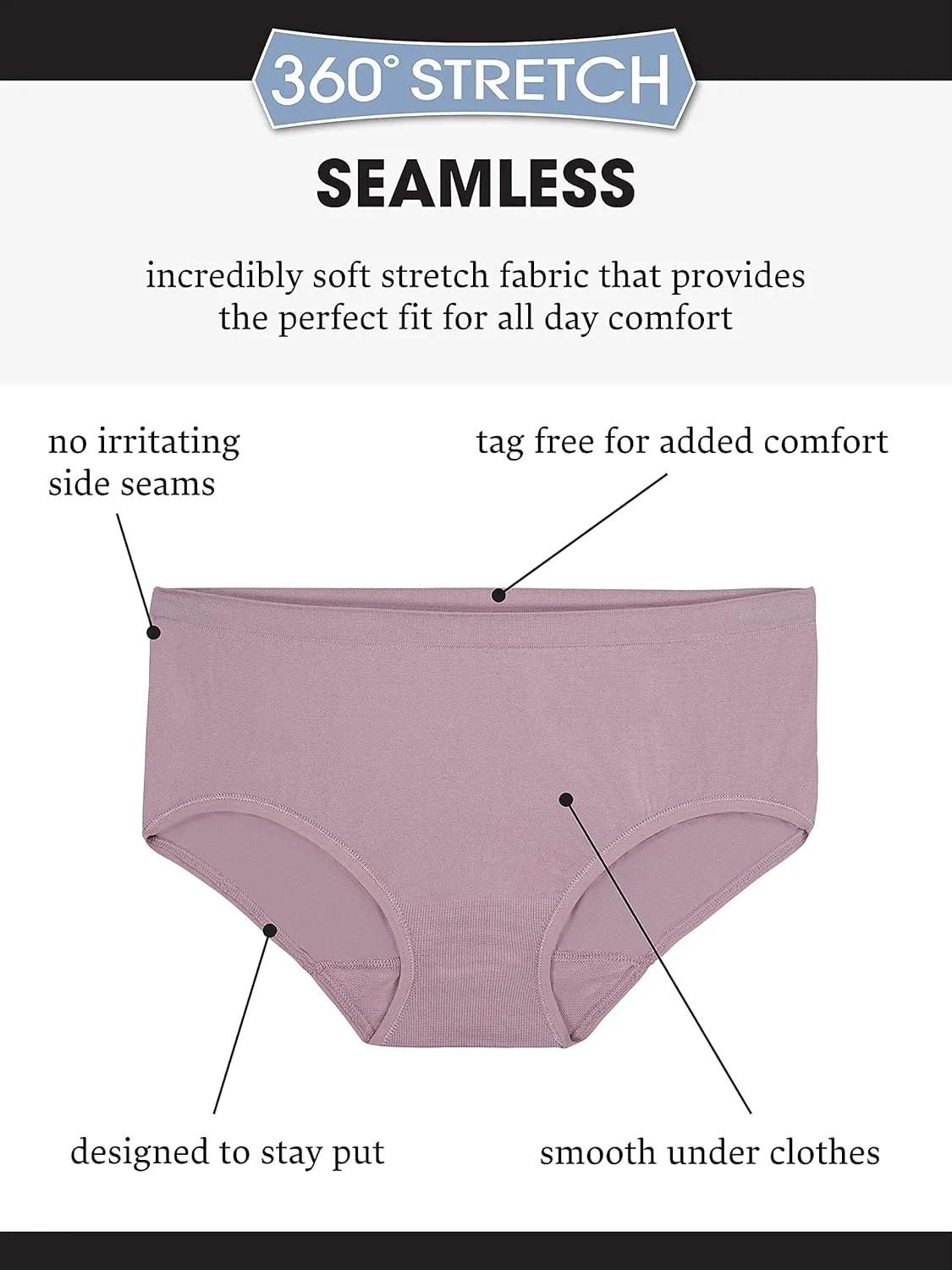 Fruit of the Loom Women's No Show Seamless Underwear, Amazing Stretch & No Panty Lines, Available in Plus Size