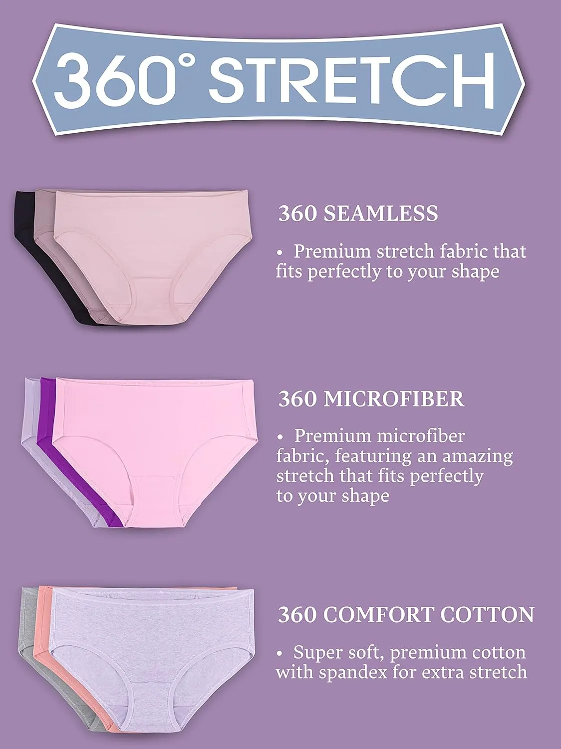 Fruit of the Loom Women's No Show Seamless Underwear, Amazing Stretch & No Panty Lines, Available in Plus Size